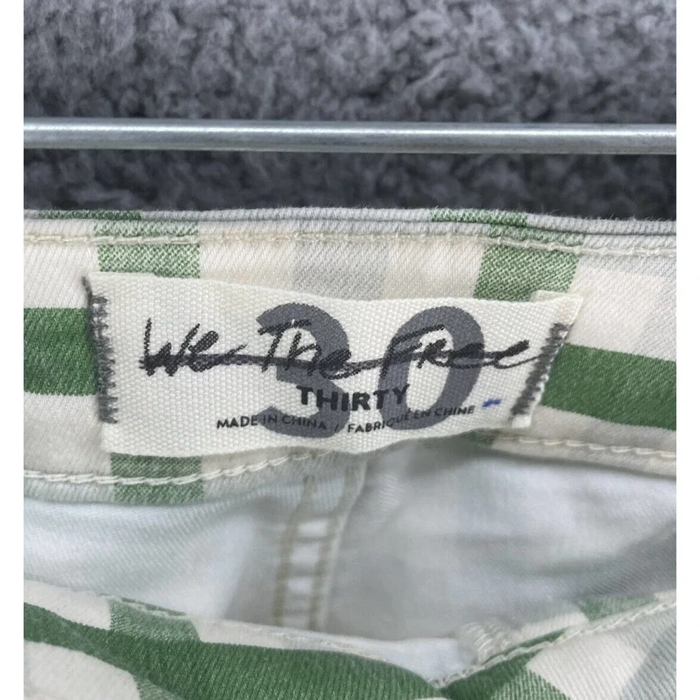 New Free People Float on Flare Green Plaid High Rise Wide Leg Flare Jeans - Picture 6 of 6